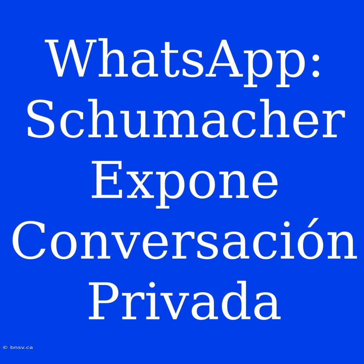 WhatsApp: Schumacher Expone Conversación Privada