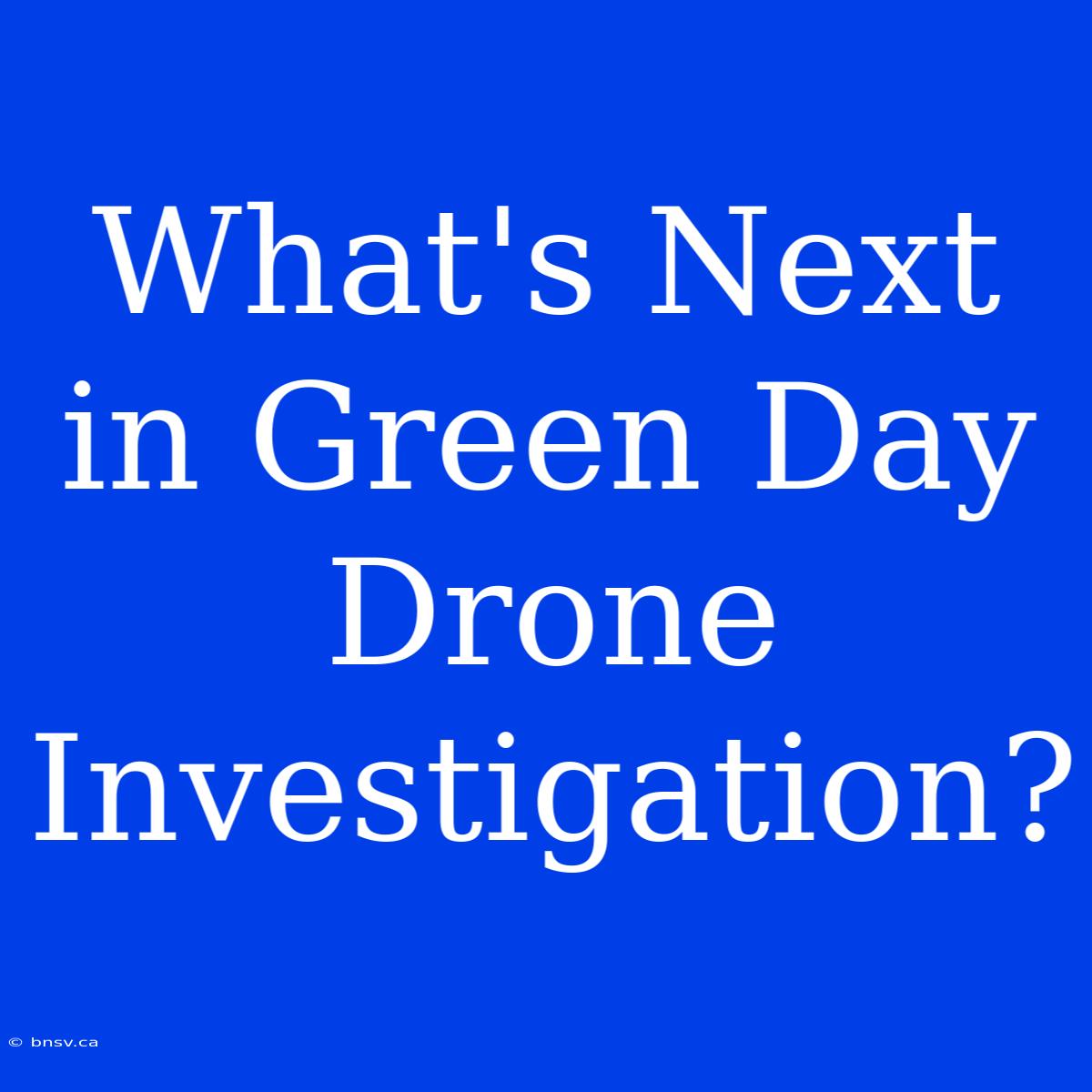 What's Next In Green Day Drone Investigation?