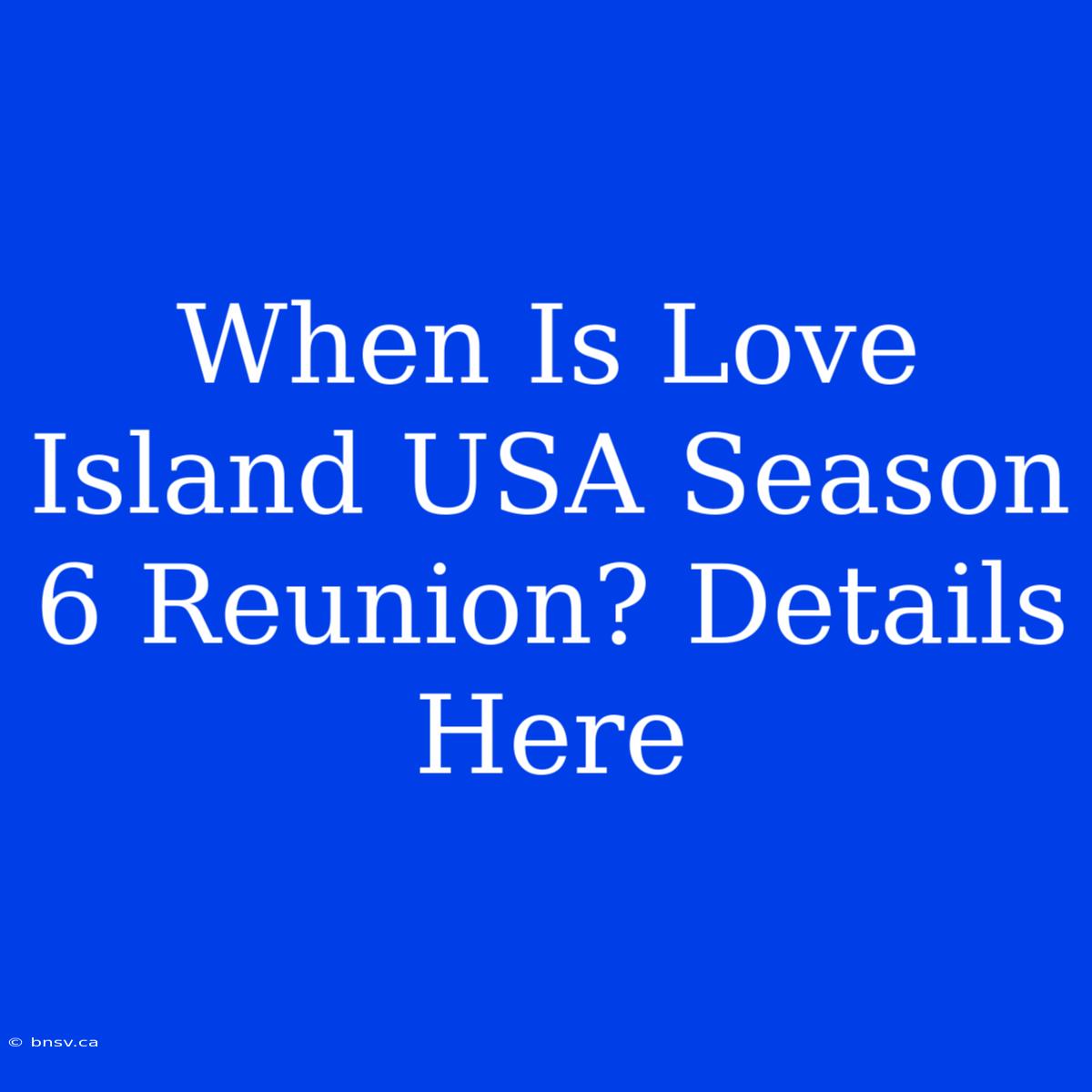 When Is Love Island USA Season 6 Reunion? Details Here