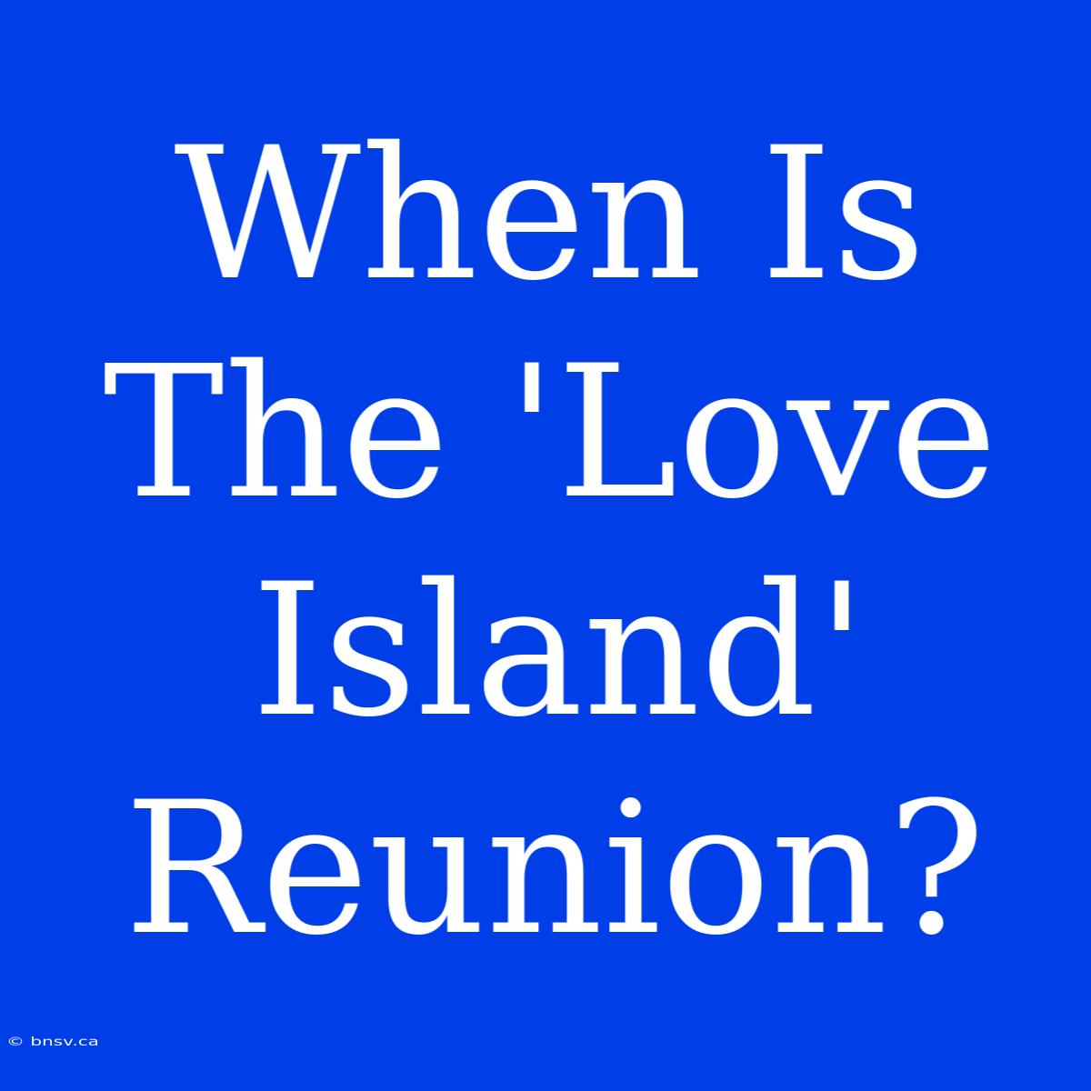 When Is The 'Love Island' Reunion?