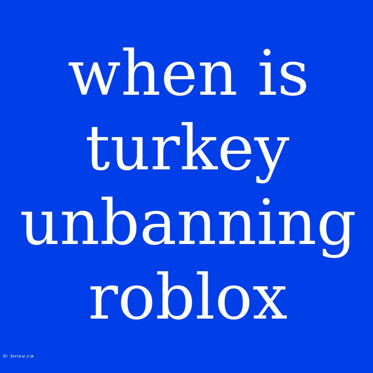 When Is Turkey Unbanning Roblox