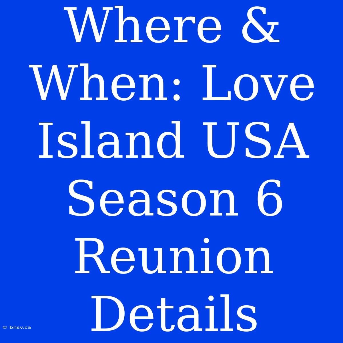 Where & When: Love Island USA Season 6 Reunion Details