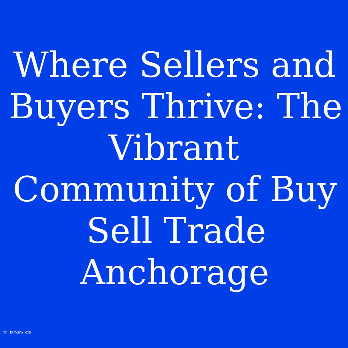 Where Sellers And Buyers Thrive: The Vibrant Community Of Buy Sell Trade Anchorage