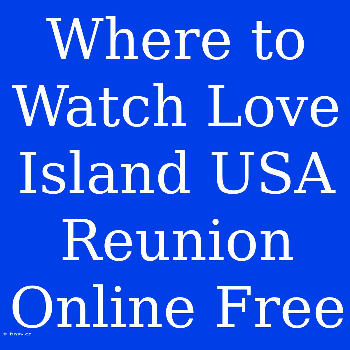 Where To Watch Love Island USA Reunion Online Free