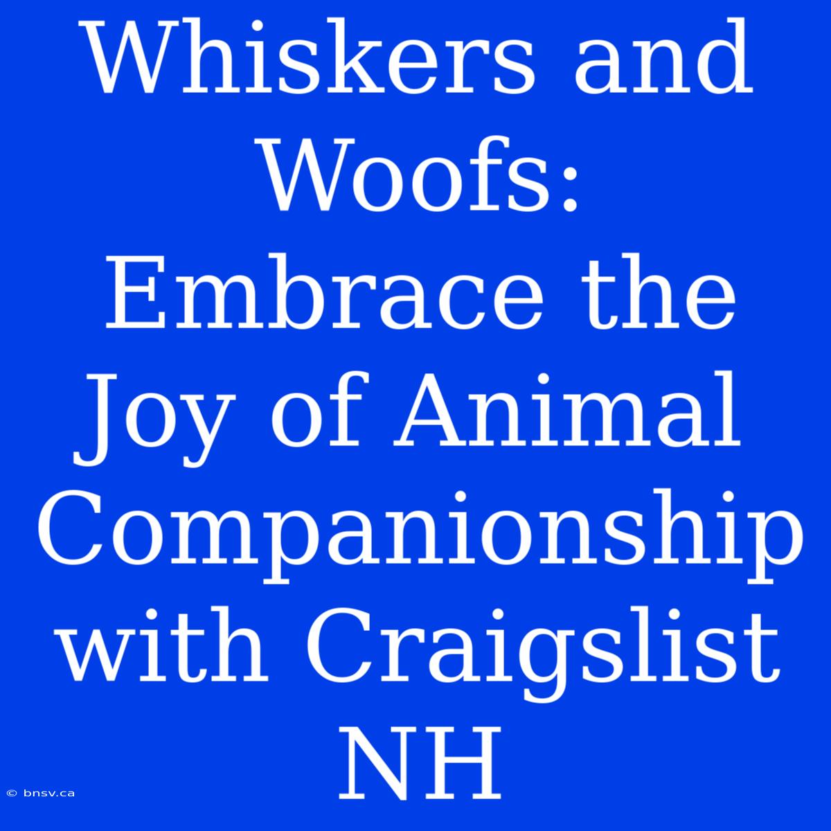 Whiskers And Woofs: Embrace The Joy Of Animal Companionship With Craigslist NH