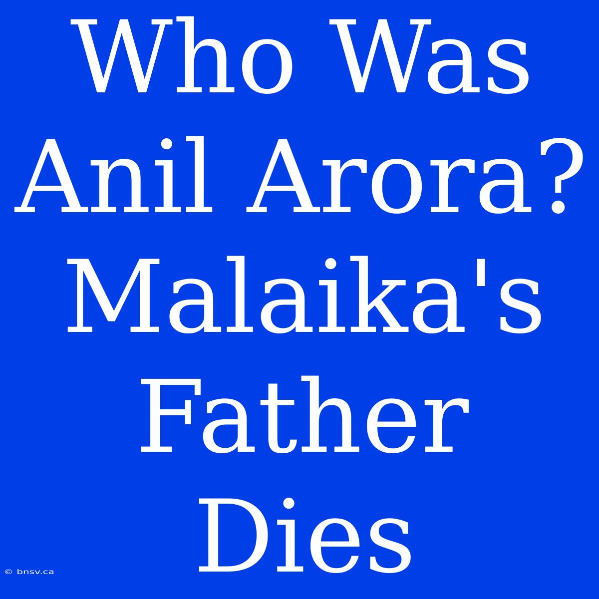 Who Was Anil Arora? Malaika's Father Dies