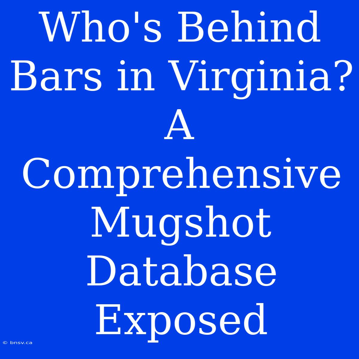 Who's Behind Bars In Virginia? A Comprehensive Mugshot Database Exposed