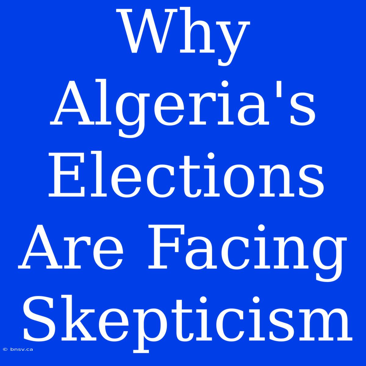 Why Algeria's Elections Are Facing Skepticism