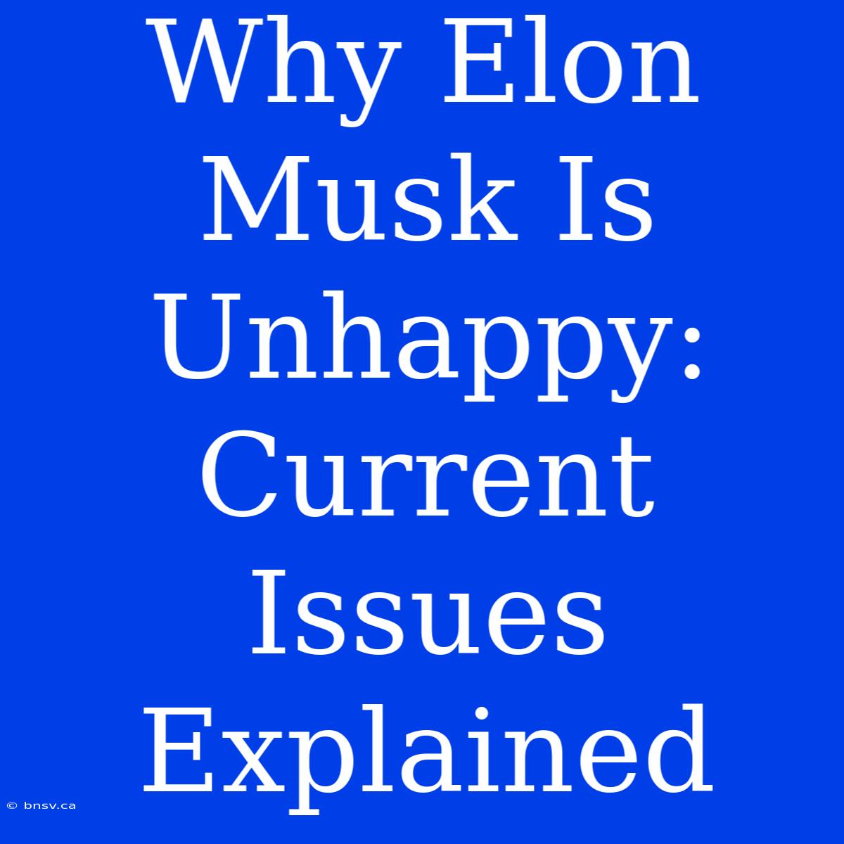 Why Elon Musk Is Unhappy: Current Issues Explained