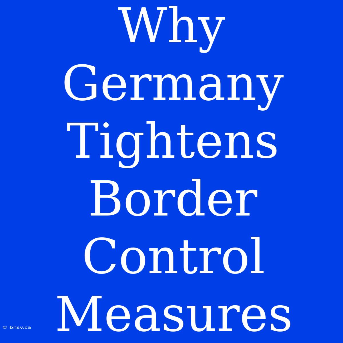 Why Germany Tightens Border Control Measures