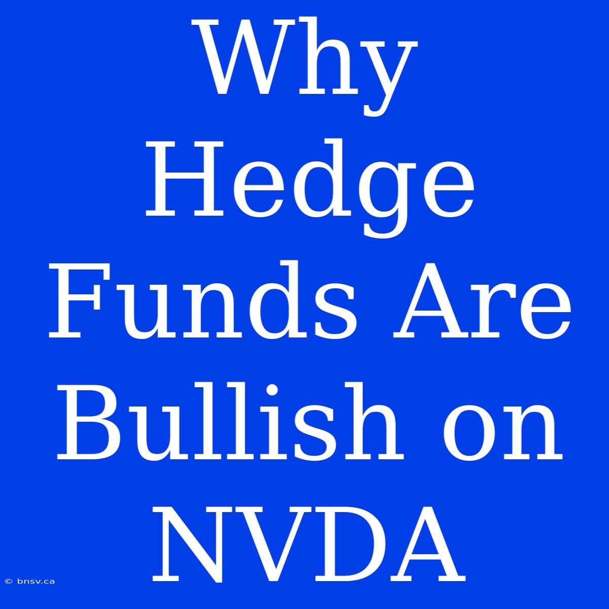 Why Hedge Funds Are Bullish On NVDA