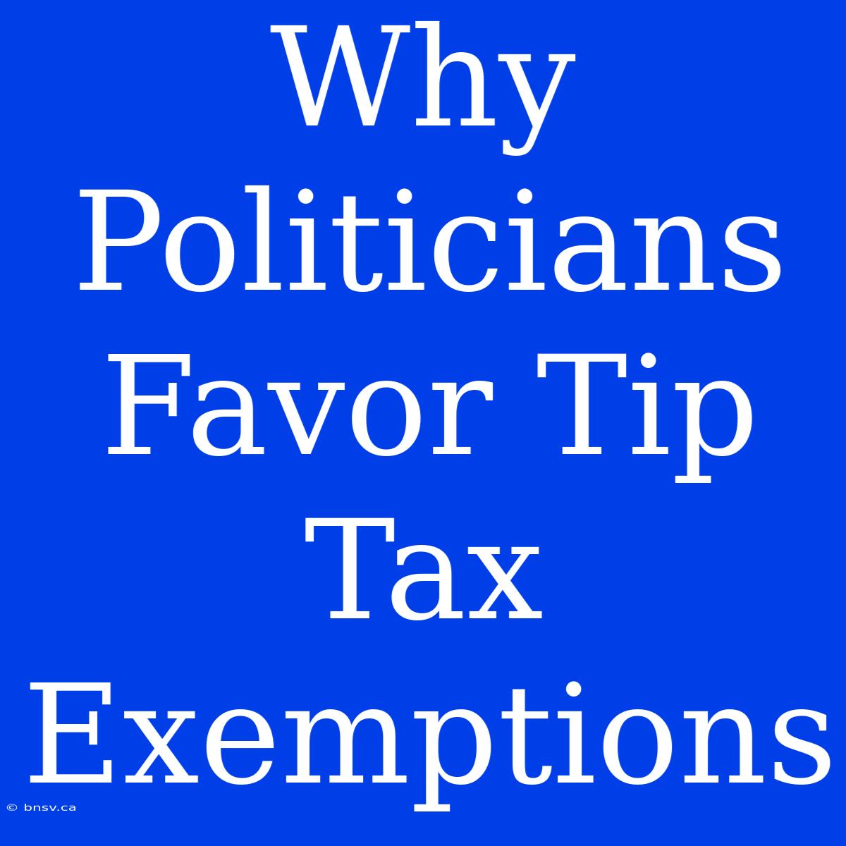 Why Politicians Favor Tip Tax Exemptions