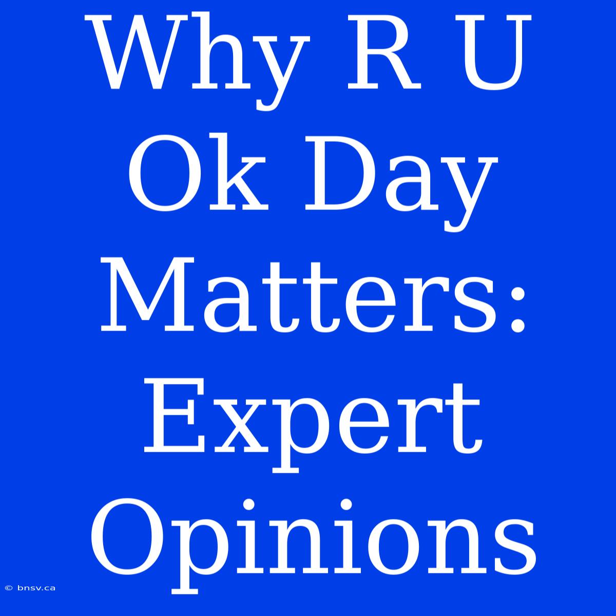 Why R U Ok Day Matters: Expert Opinions