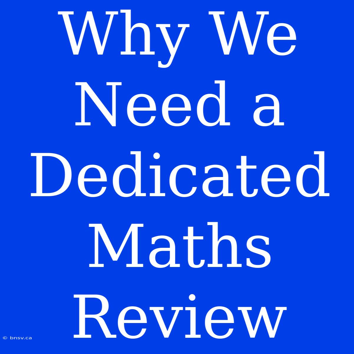 Why We Need A Dedicated Maths Review