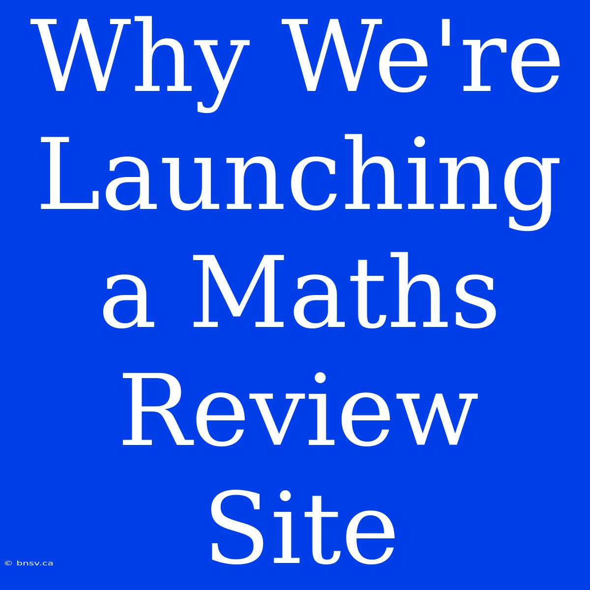 Why We're Launching A Maths Review Site