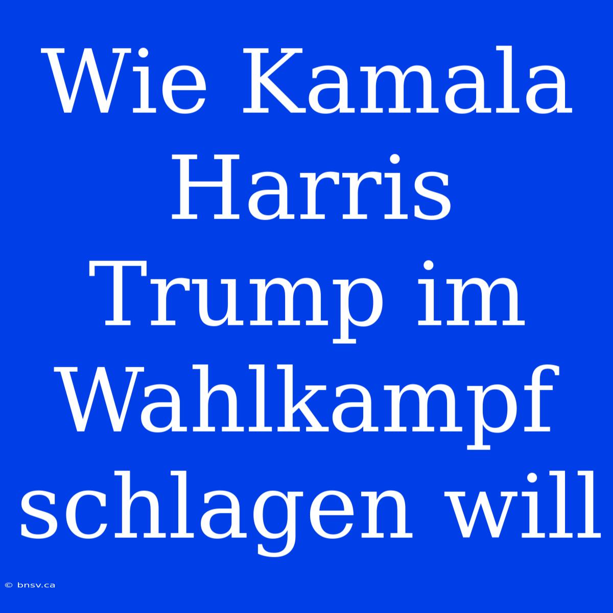 Wie Kamala Harris Trump Im Wahlkampf Schlagen Will