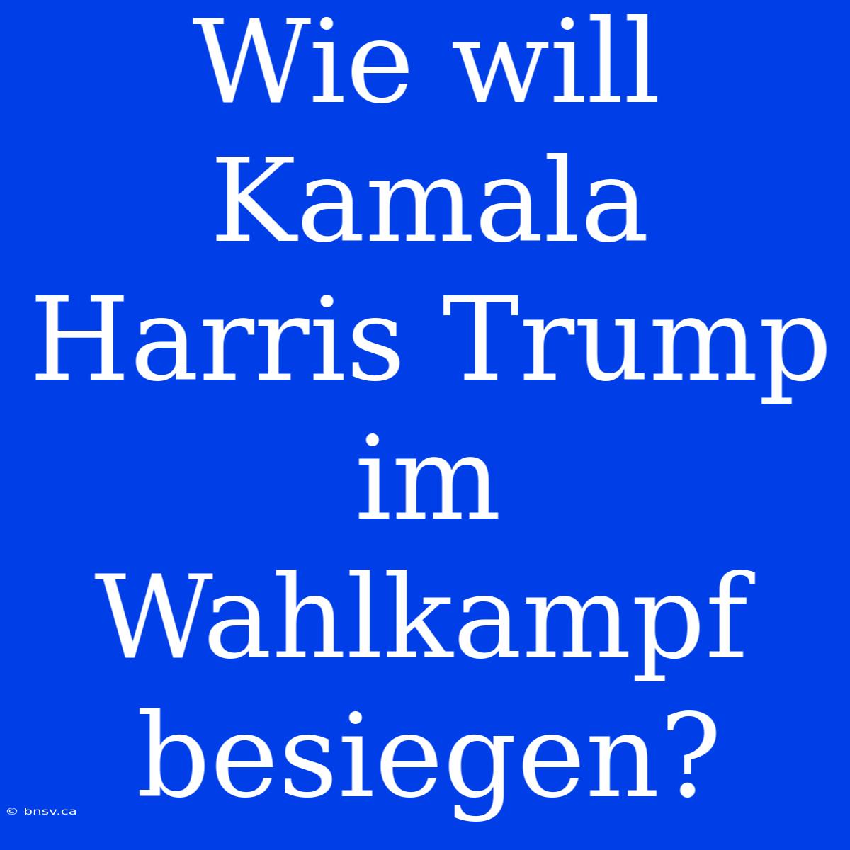 Wie Will Kamala Harris Trump Im Wahlkampf Besiegen?