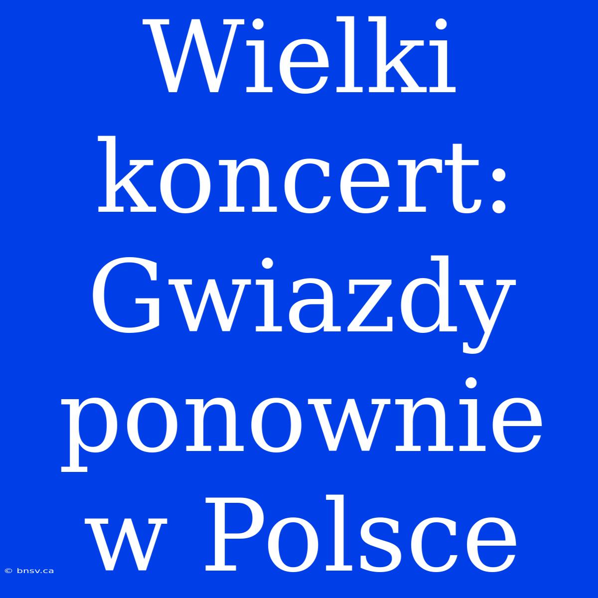 Wielki Koncert: Gwiazdy Ponownie W Polsce