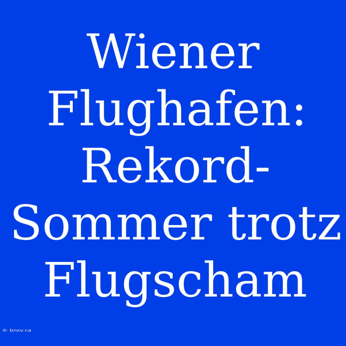 Wiener Flughafen: Rekord-Sommer Trotz Flugscham