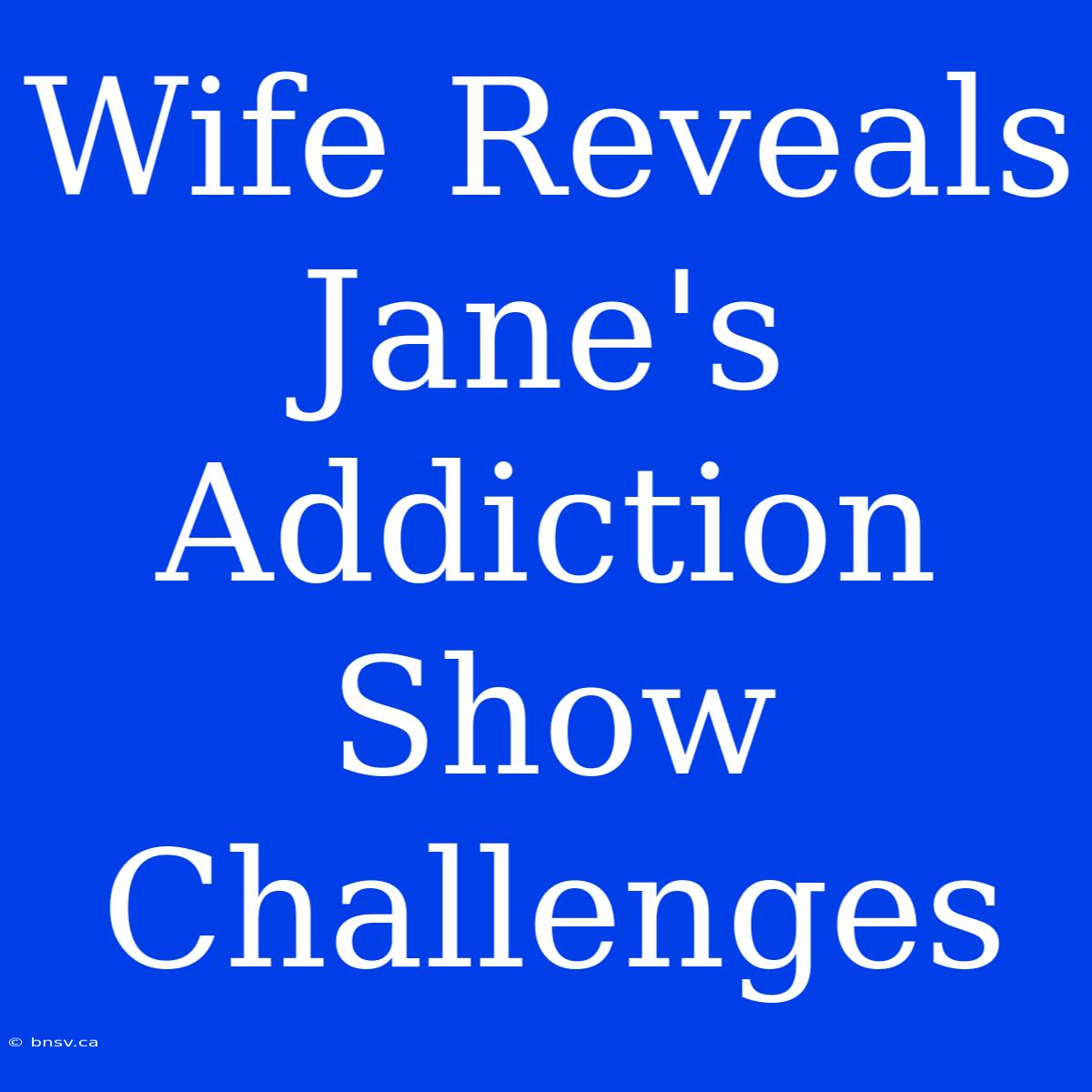 Wife Reveals Jane's Addiction Show Challenges