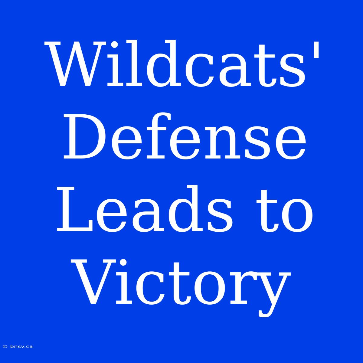 Wildcats' Defense Leads To Victory