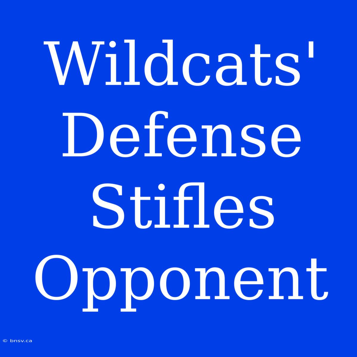 Wildcats' Defense Stifles Opponent