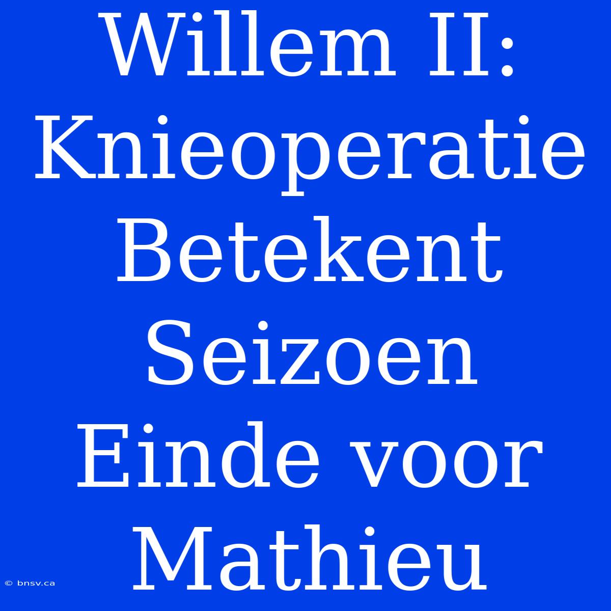 Willem II: Knieoperatie Betekent Seizoen Einde Voor Mathieu