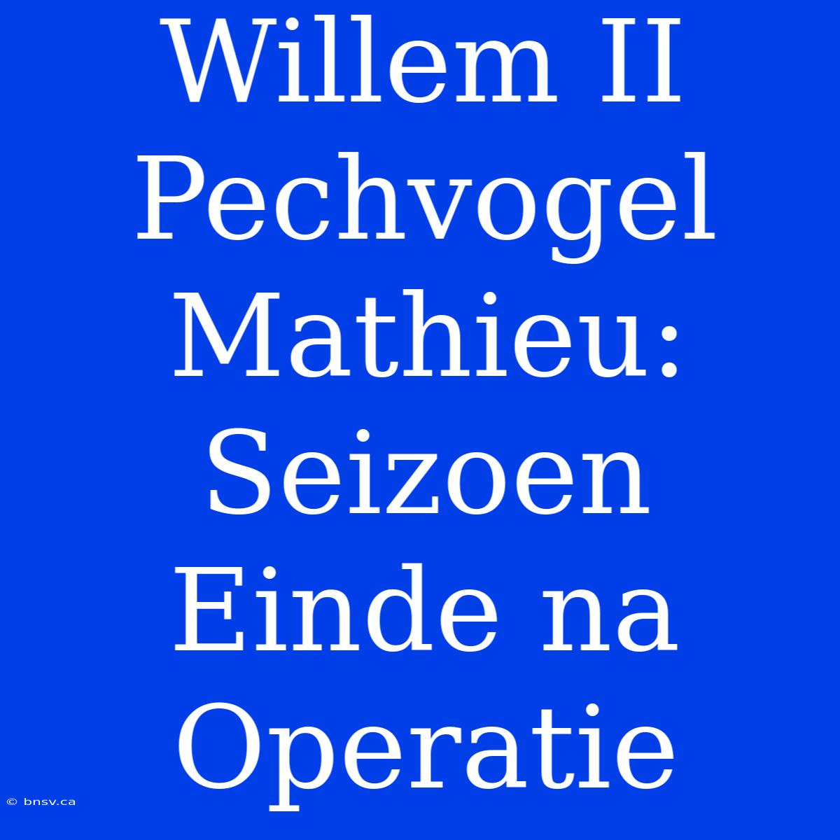 Willem II Pechvogel Mathieu: Seizoen Einde Na Operatie