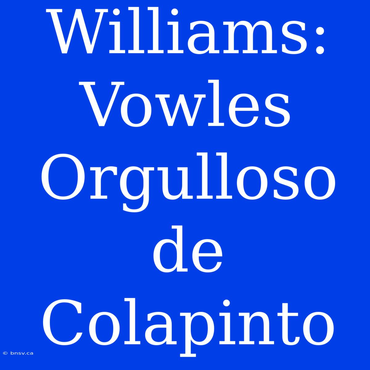 Williams: Vowles Orgulloso De Colapinto