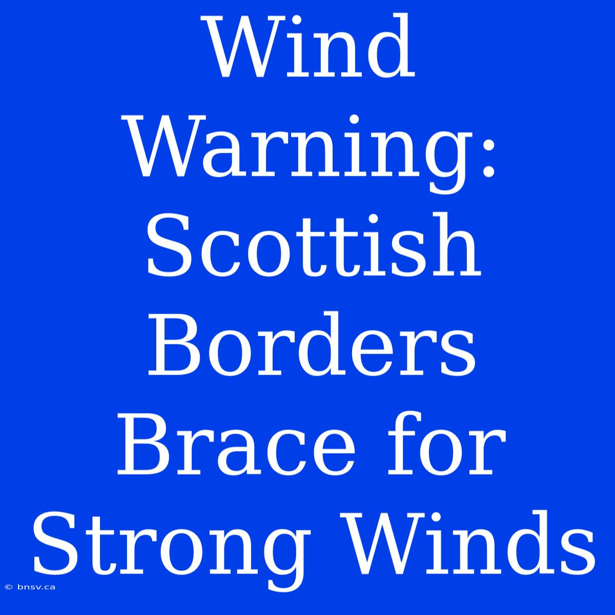 Wind Warning: Scottish Borders Brace For Strong Winds