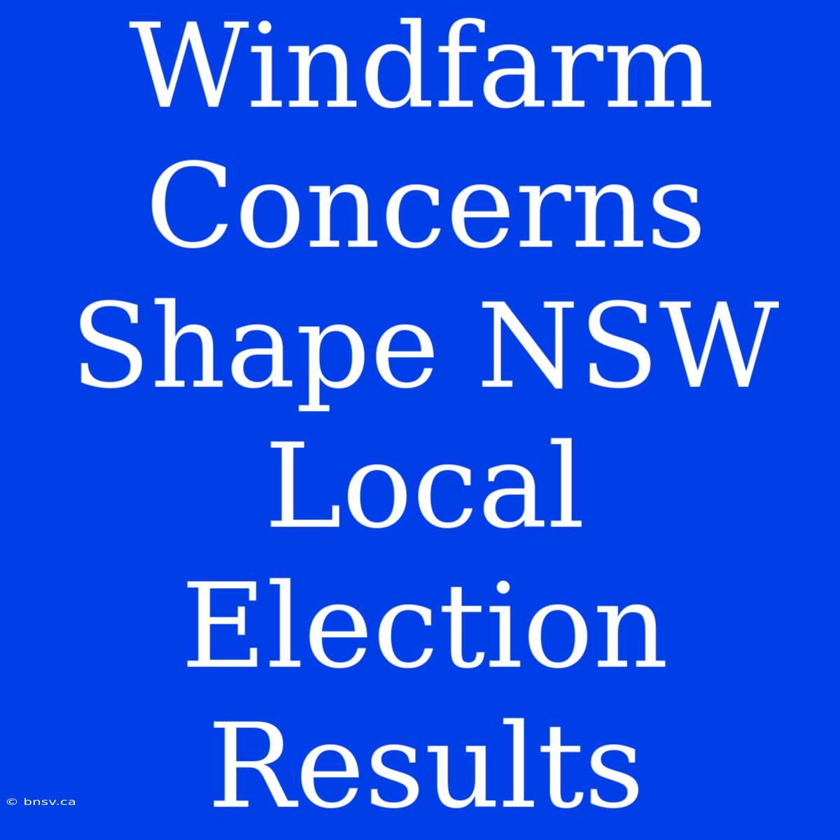 Windfarm Concerns Shape NSW Local Election Results