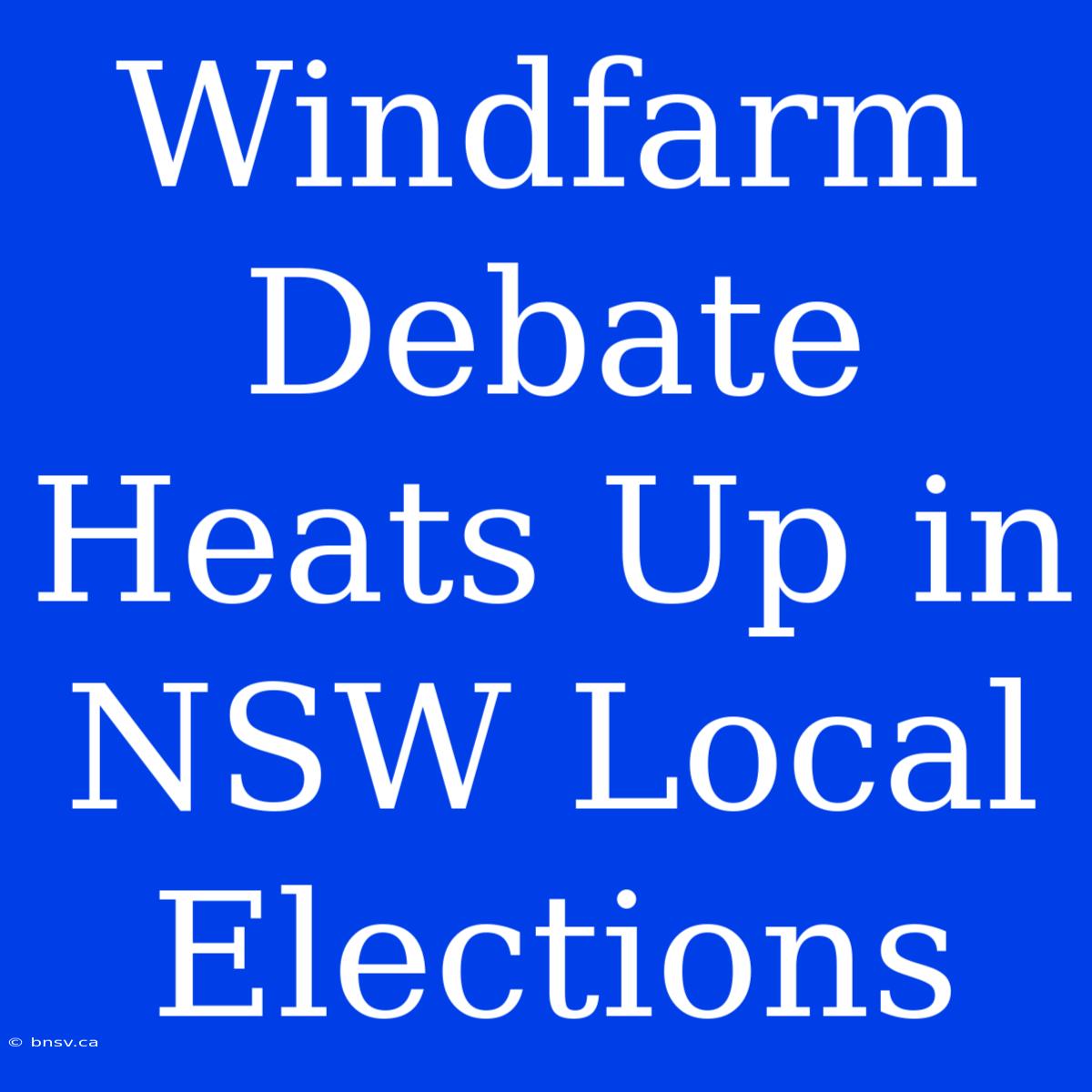 Windfarm Debate Heats Up In NSW Local Elections