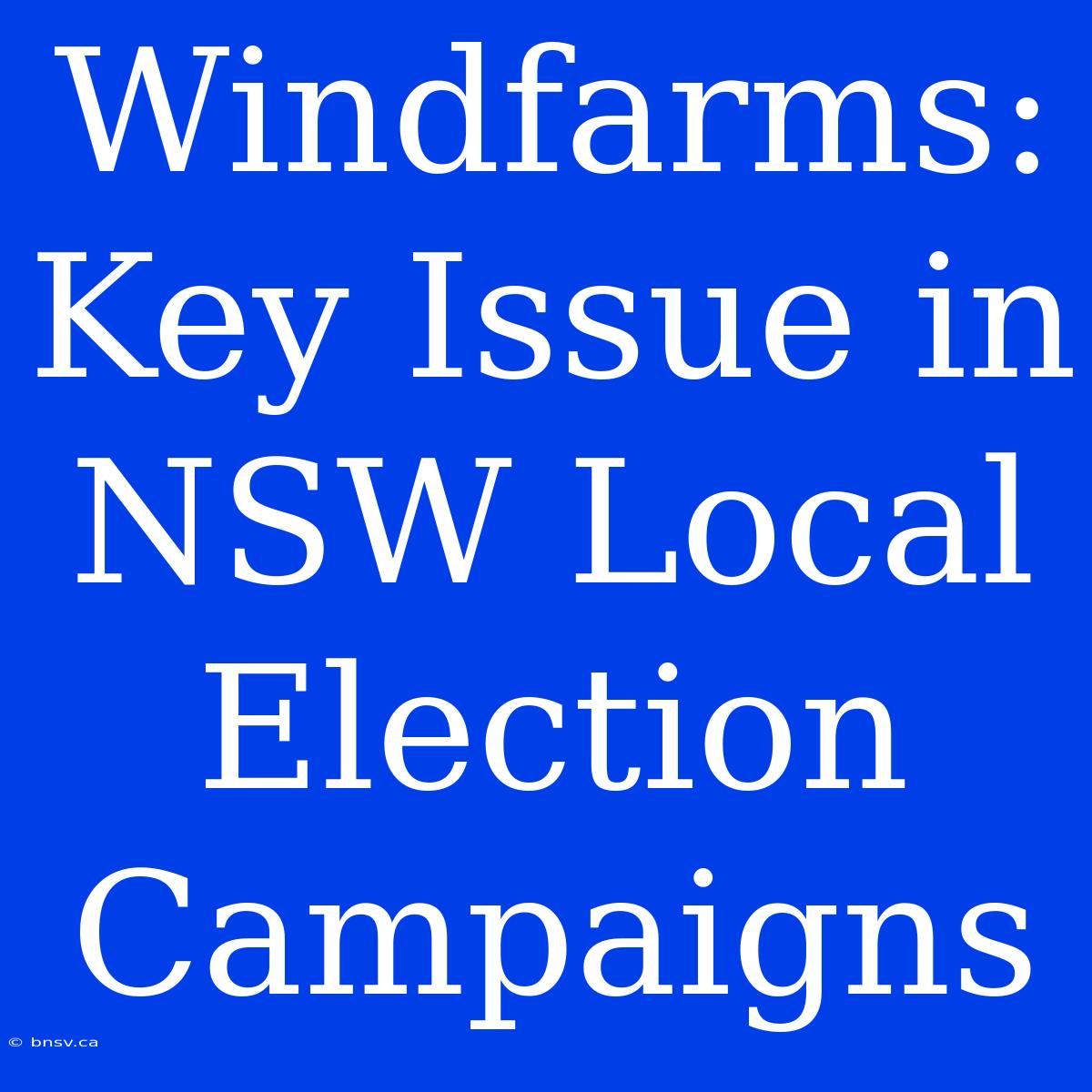 Windfarms: Key Issue In NSW Local Election Campaigns