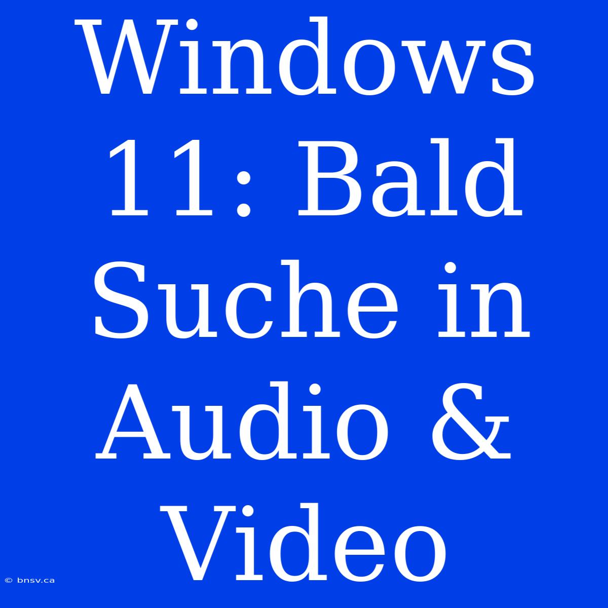 Windows 11: Bald Suche In Audio & Video