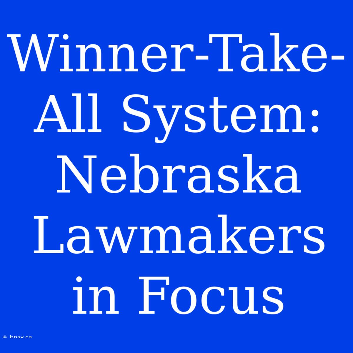 Winner-Take-All System: Nebraska Lawmakers In Focus