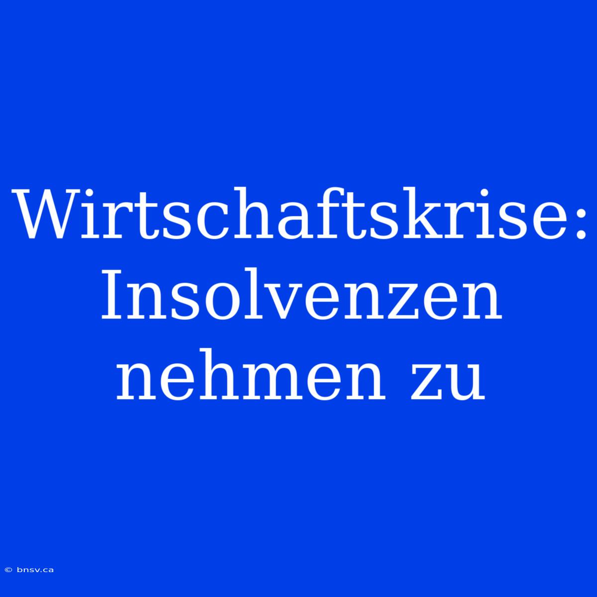 Wirtschaftskrise:  Insolvenzen Nehmen Zu