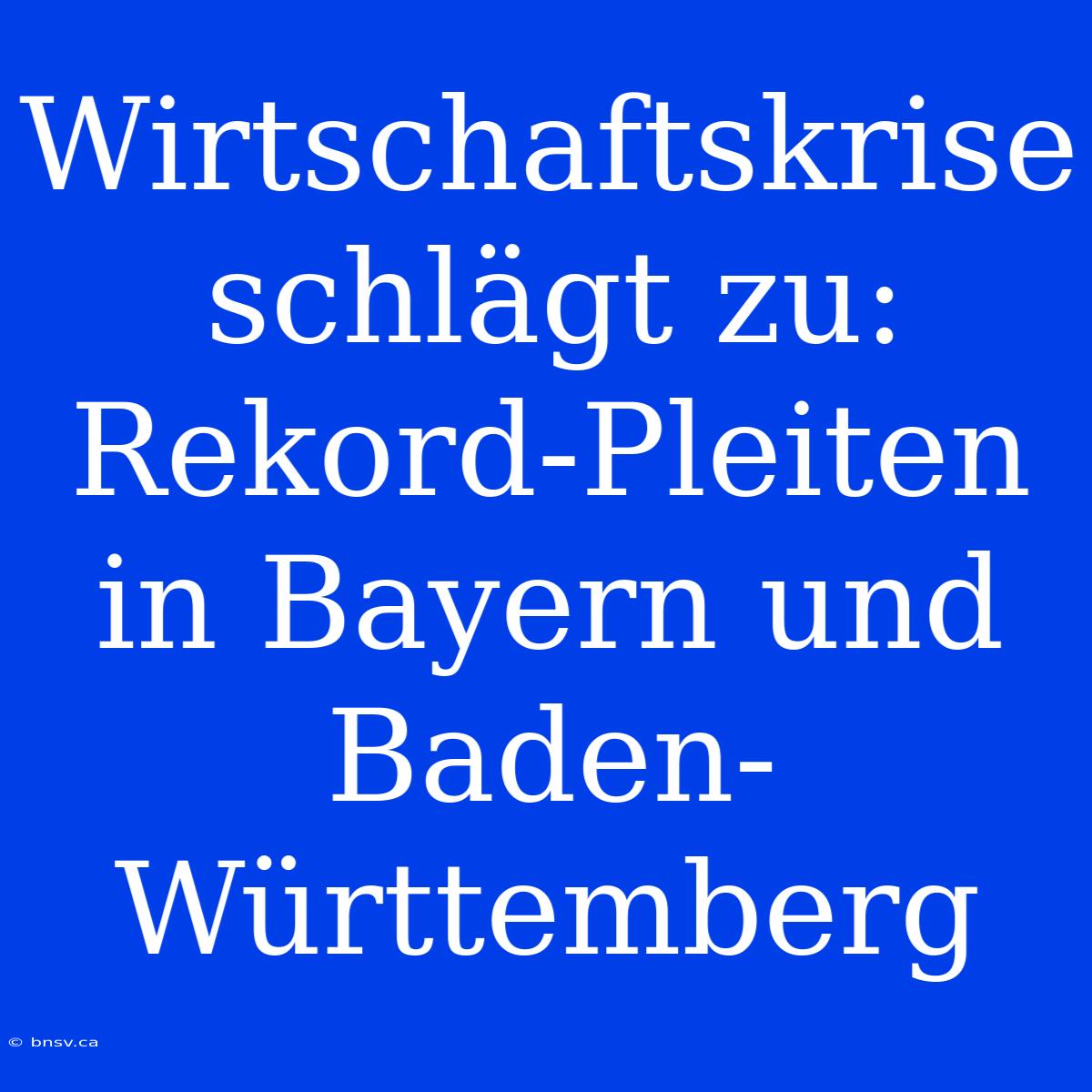 Wirtschaftskrise Schlägt Zu: Rekord-Pleiten In Bayern Und Baden-Württemberg