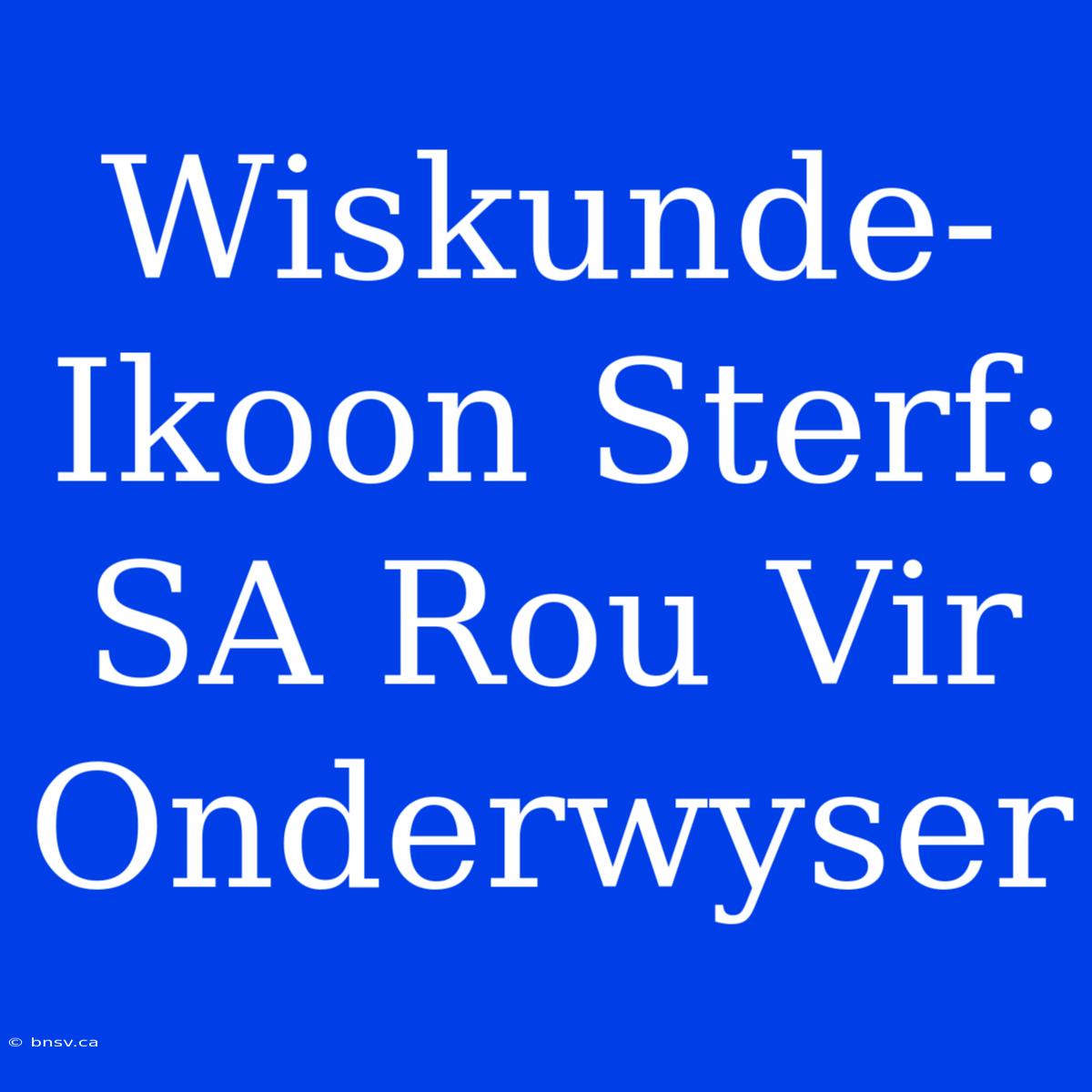 Wiskunde-Ikoon Sterf: SA Rou Vir Onderwyser