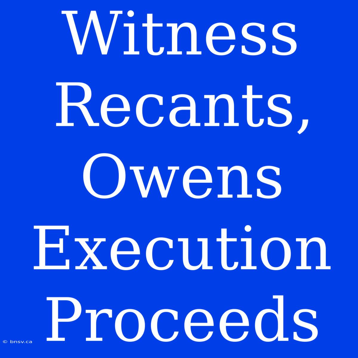 Witness Recants, Owens Execution Proceeds