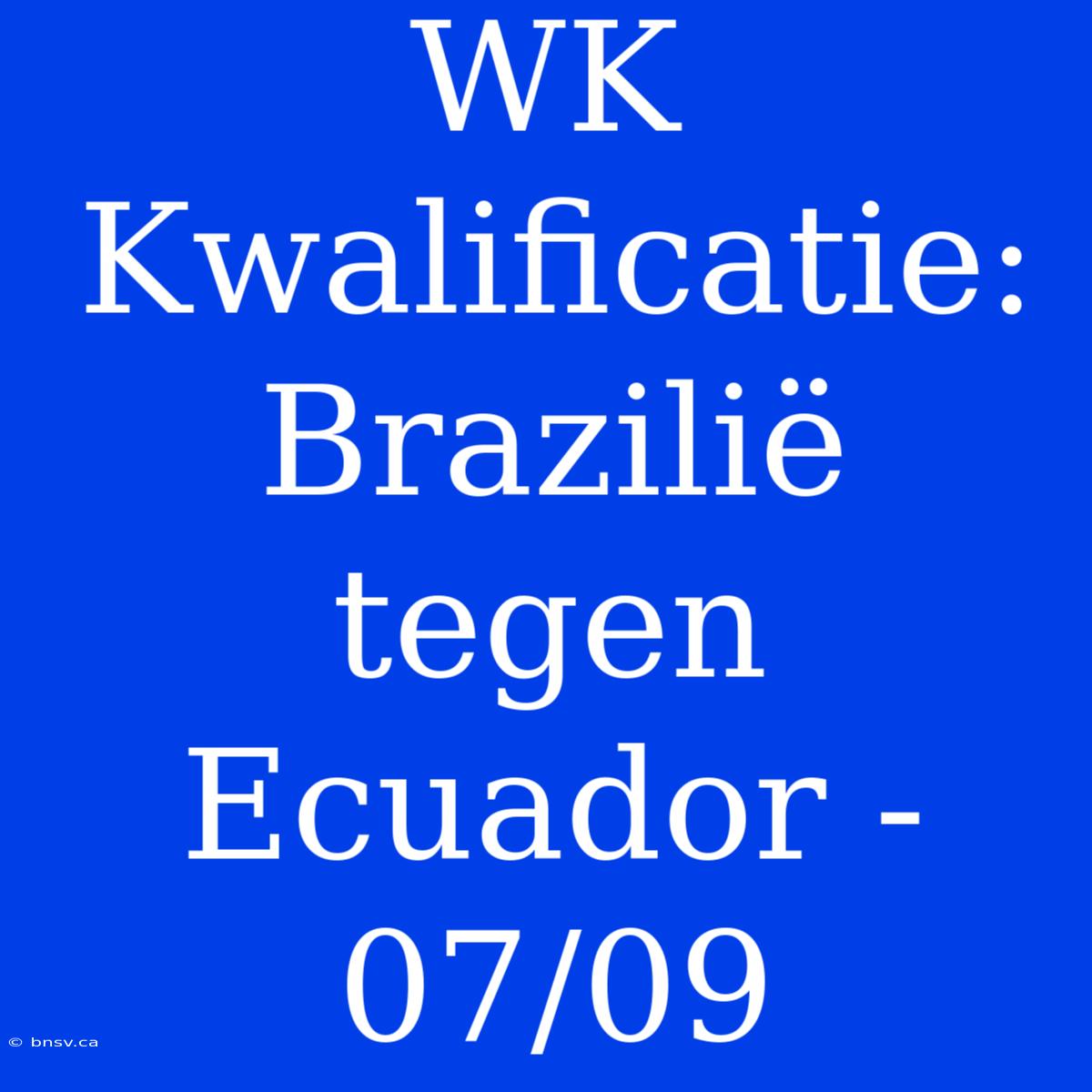 WK Kwalificatie: Brazilië Tegen Ecuador - 07/09