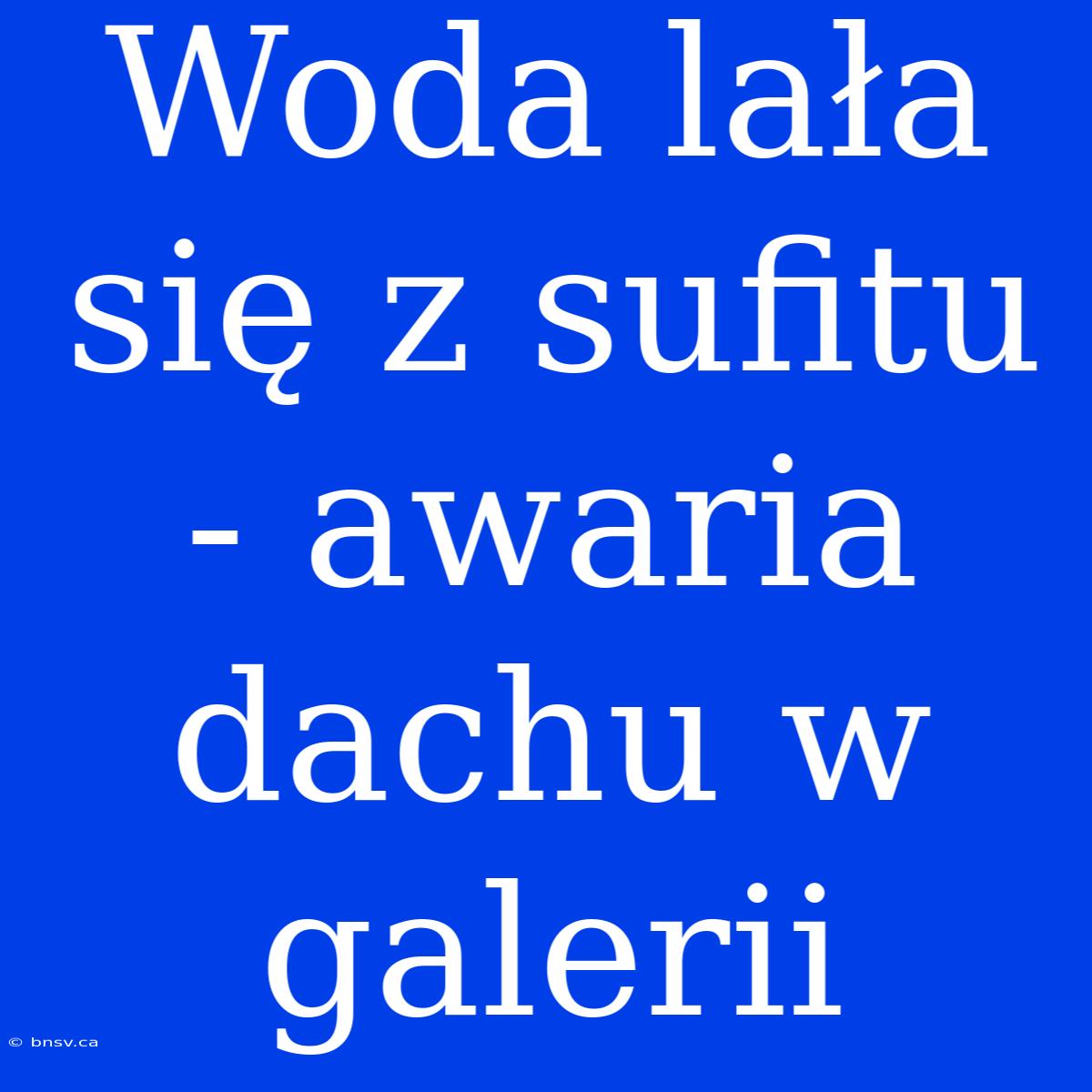 Woda Lała Się Z Sufitu - Awaria Dachu W Galerii