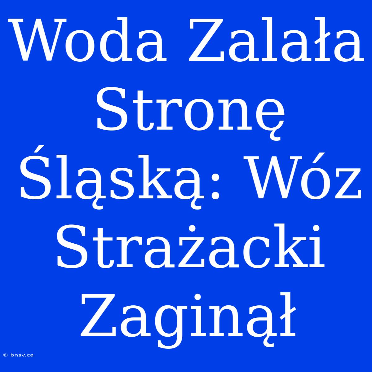 Woda Zalała Stronę Śląską: Wóz Strażacki Zaginął