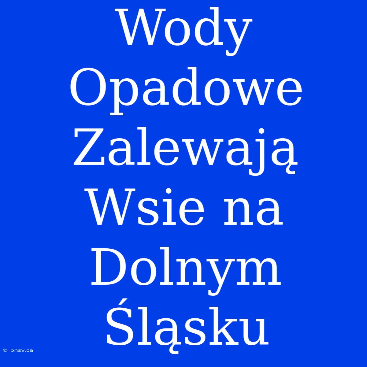 Wody Opadowe Zalewają Wsie Na Dolnym Śląsku