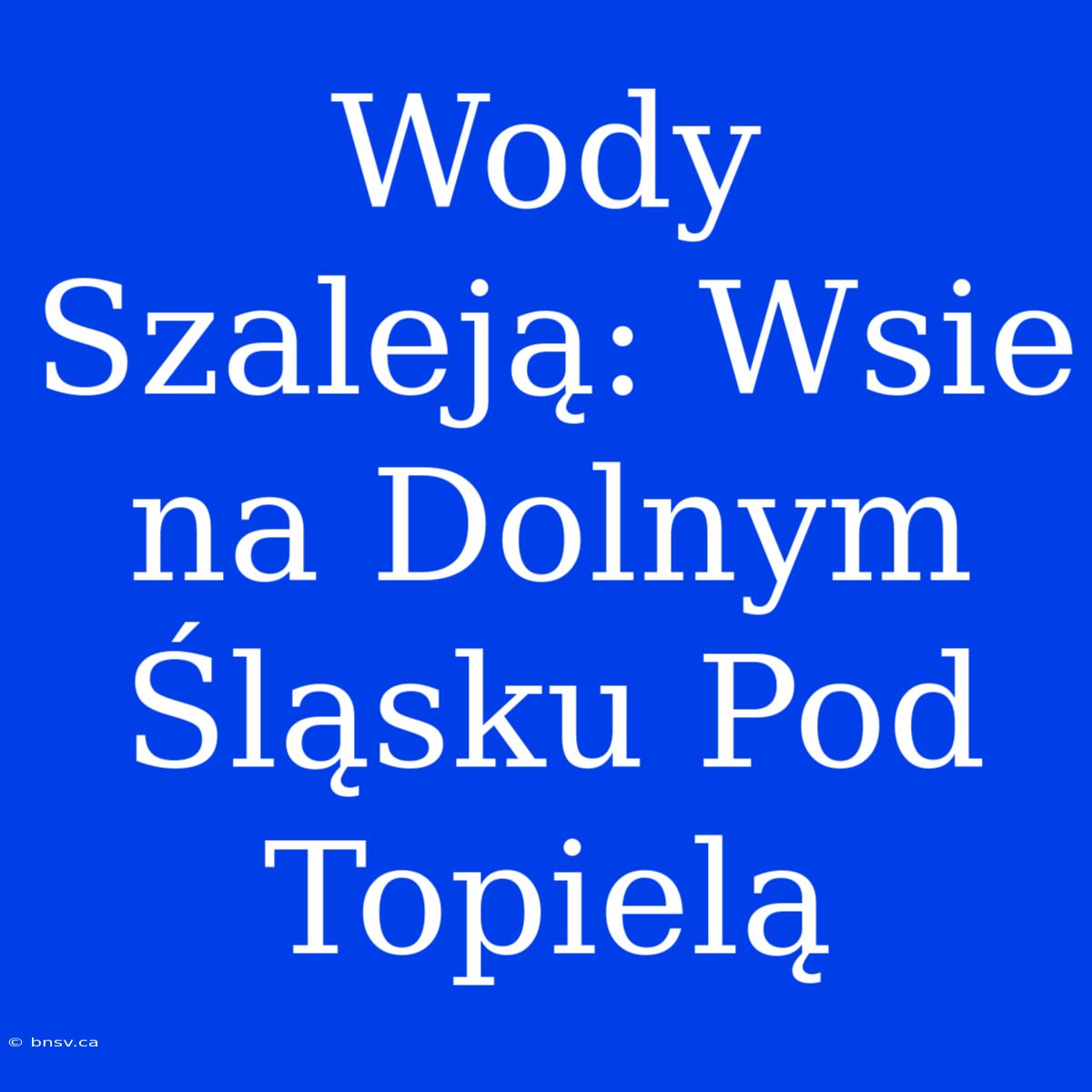 Wody Szaleją: Wsie Na Dolnym Śląsku Pod Topielą