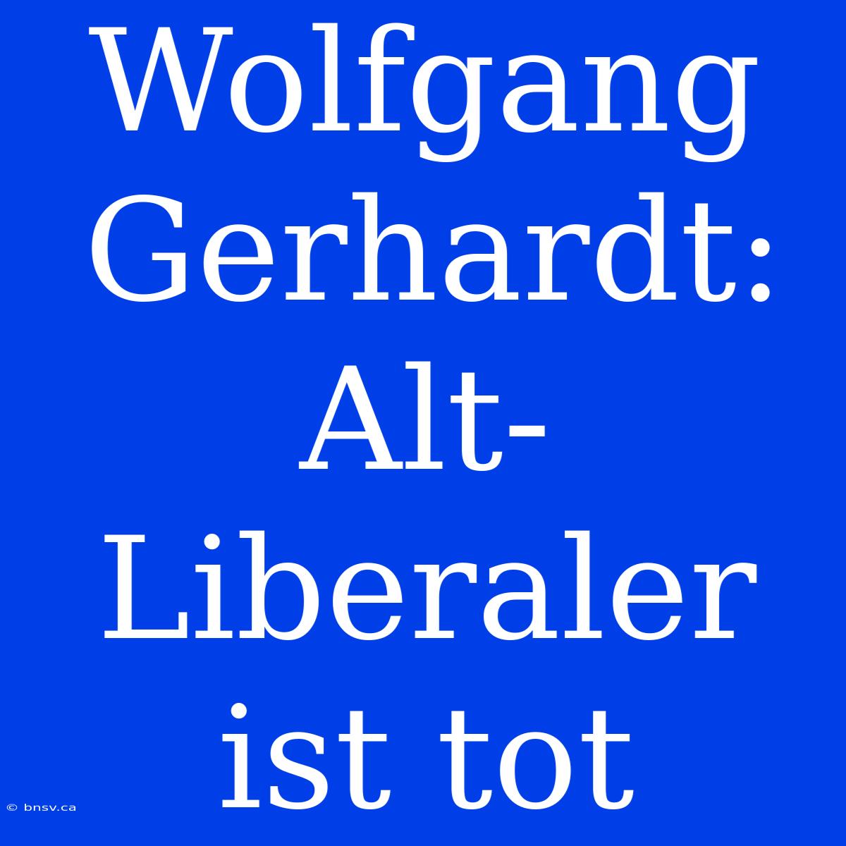 Wolfgang Gerhardt: Alt-Liberaler Ist Tot