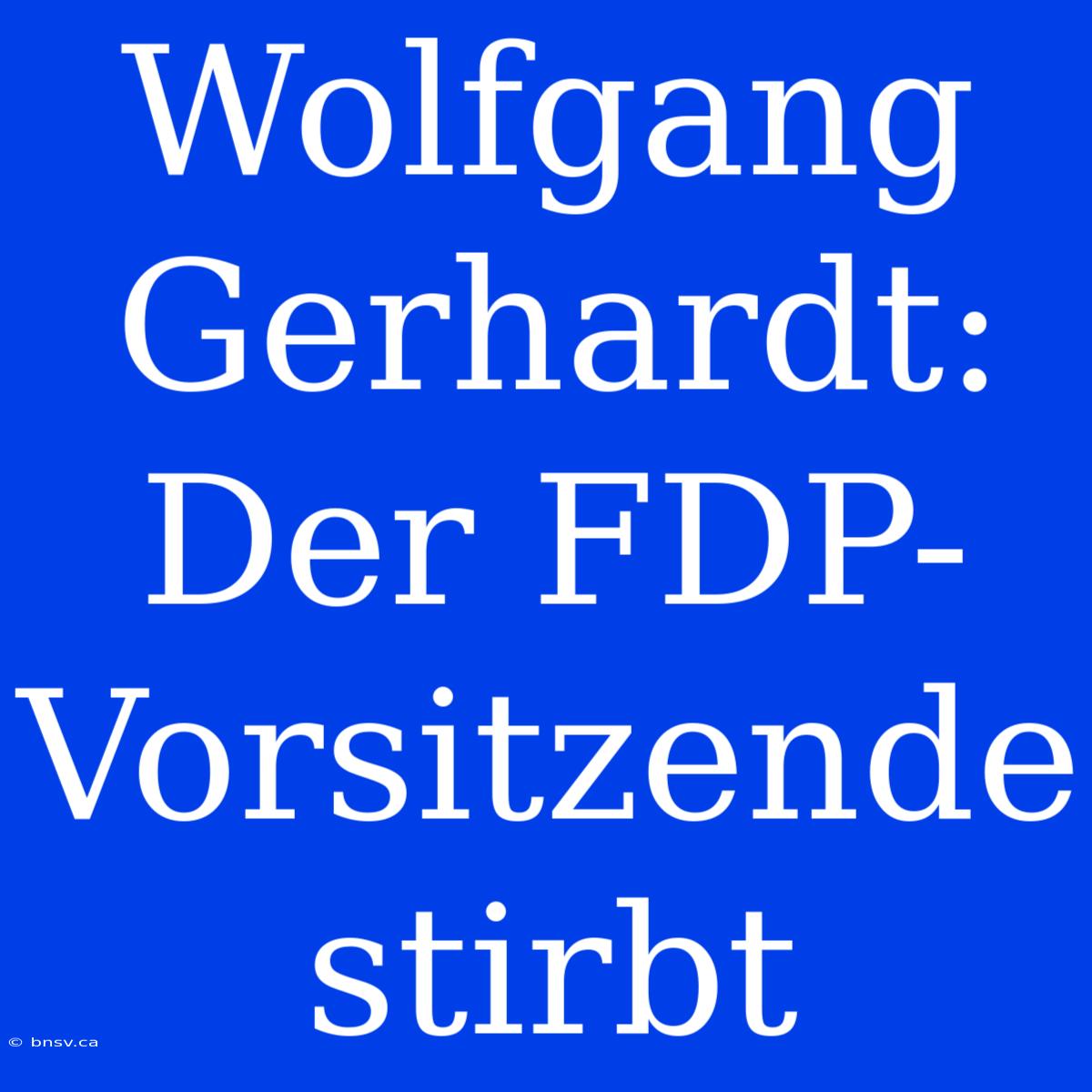 Wolfgang Gerhardt: Der FDP-Vorsitzende Stirbt