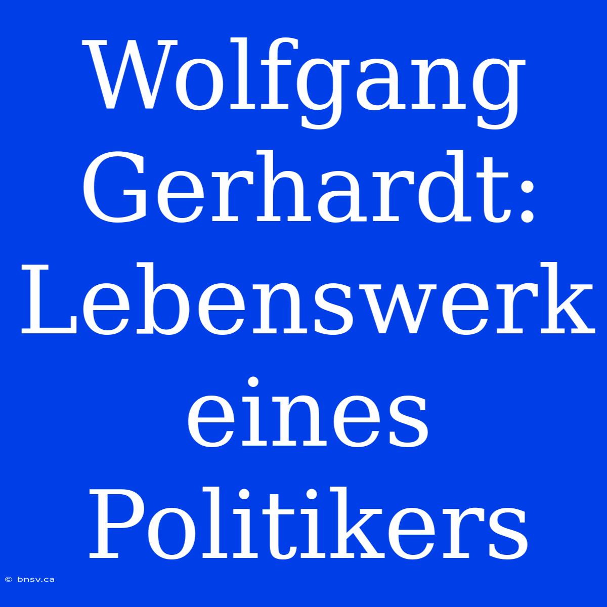 Wolfgang Gerhardt: Lebenswerk Eines Politikers