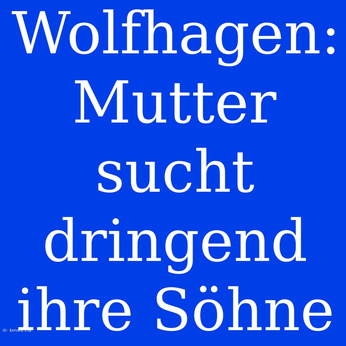 Wolfhagen: Mutter Sucht Dringend Ihre Söhne