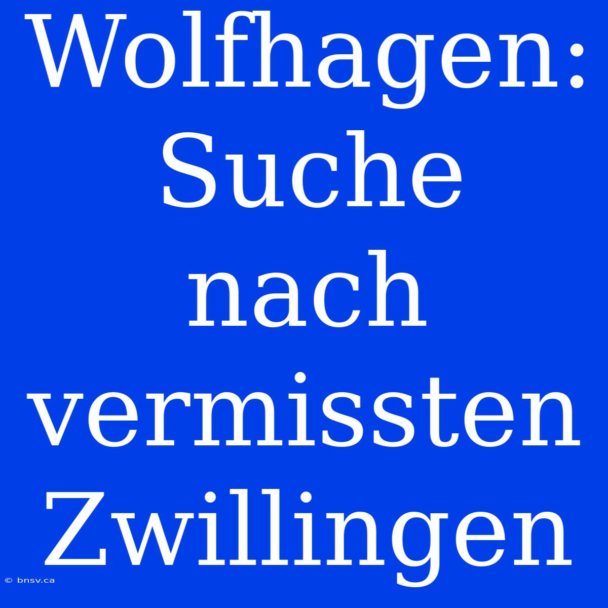 Wolfhagen:  Suche Nach Vermissten Zwillingen