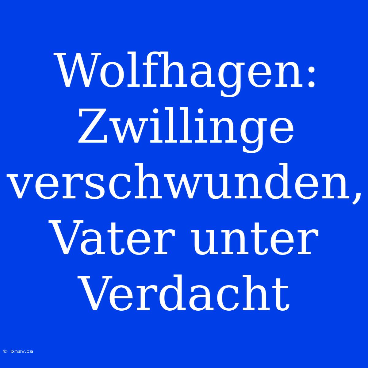 Wolfhagen: Zwillinge Verschwunden, Vater Unter Verdacht